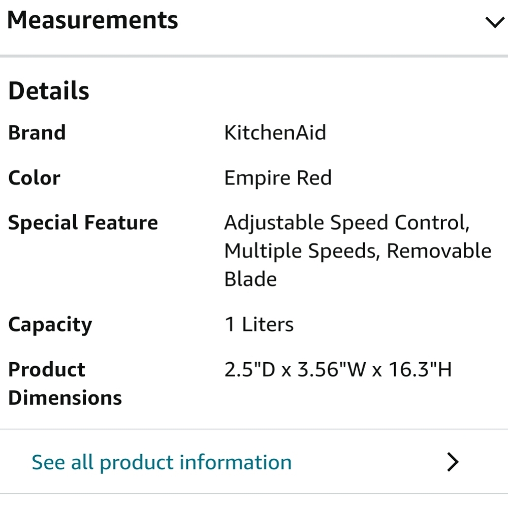 KitchenAid Variable Speed Corded Hand Blender, Empire Red - Picture 4 of 5